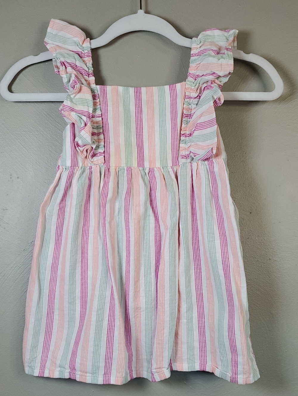 Carter's Pink, Mint & White Striped Ruffle Sundress, 3T